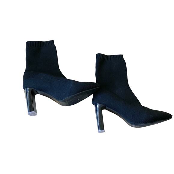 SHEIN Womens Size US 8 EU 39 Black Pointed Toe Knitted High Heel Shoes Boots - Picture 3 of 8